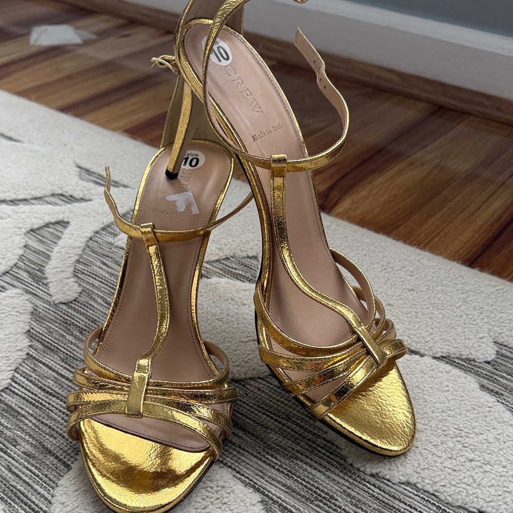 J. Crew Shimmering Gold Strappy Heels - Picture 8 of 8